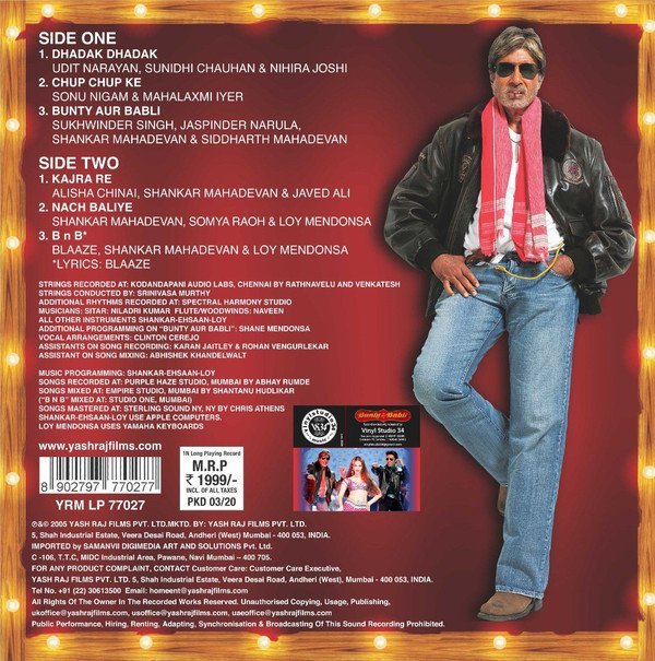 Bunty Aur Babli, Shankar-Ehsaan-Loy*, Gulzar, Vinyl Record, Lp - Image 2