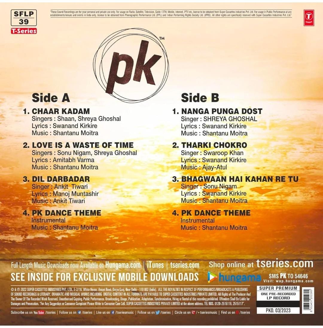 PK, Shantanu Moitra, Swanand Kirkire, Vinyl Record, Lp - Image 3