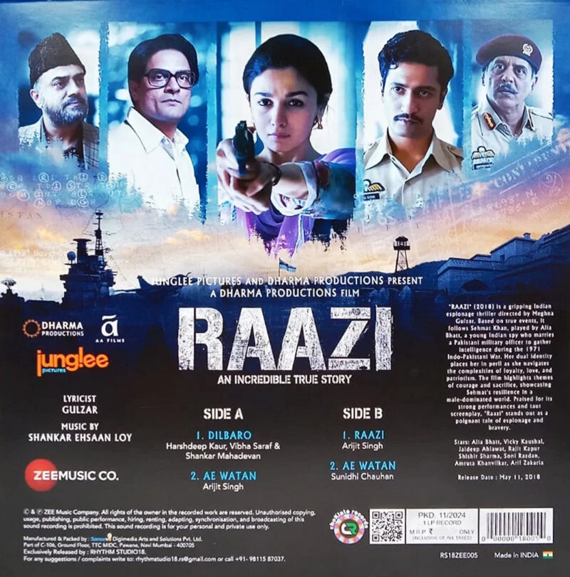 Raazi, Shankar Ehsaan Loy, Vinyl Record, Lp - Image 2